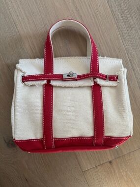 Mini Boatkin Canvas Tote with Red Trim - Sunwin Classic Handheld Tote